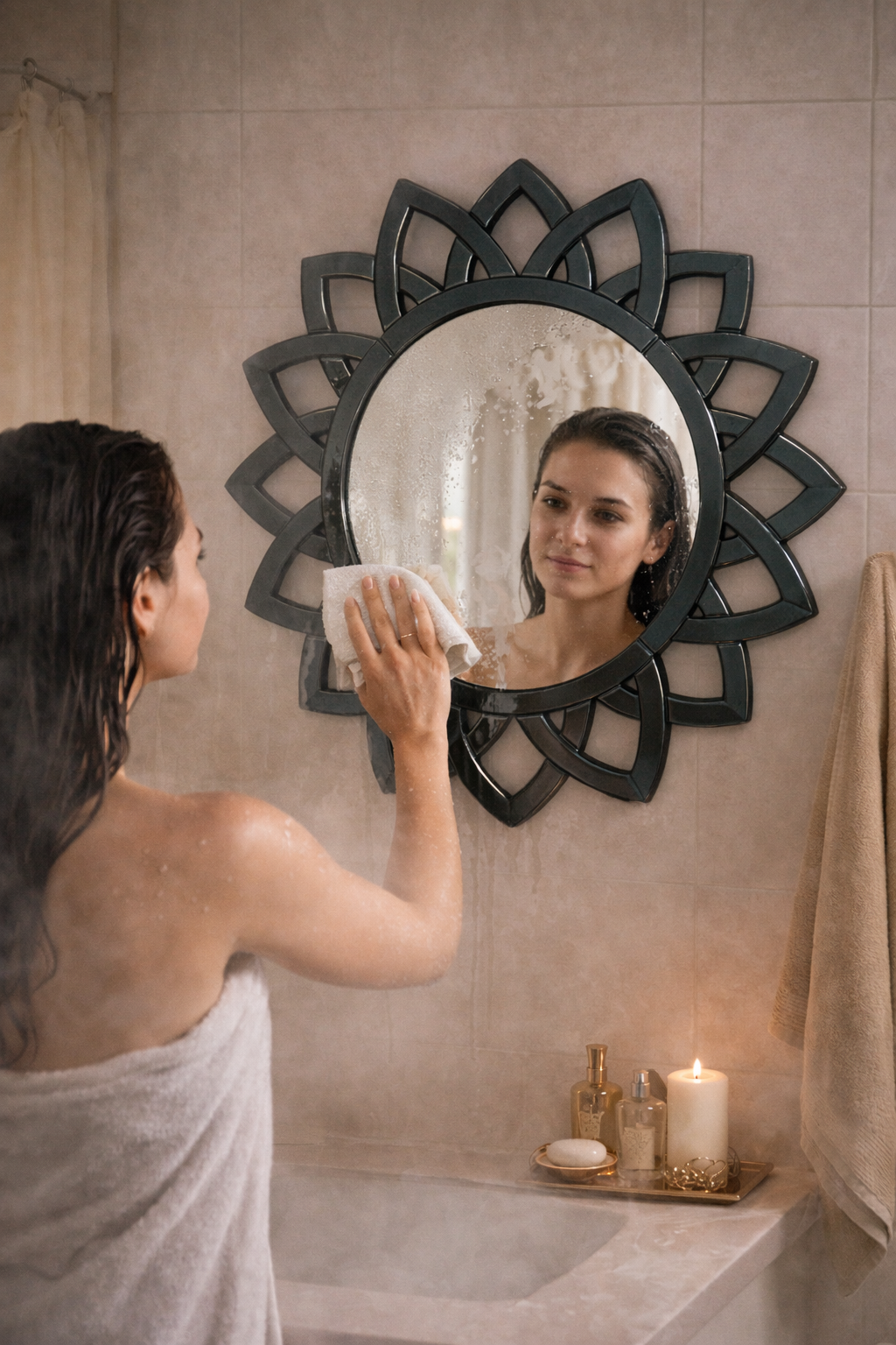 Black Petal Bloom Mirror thumbnail